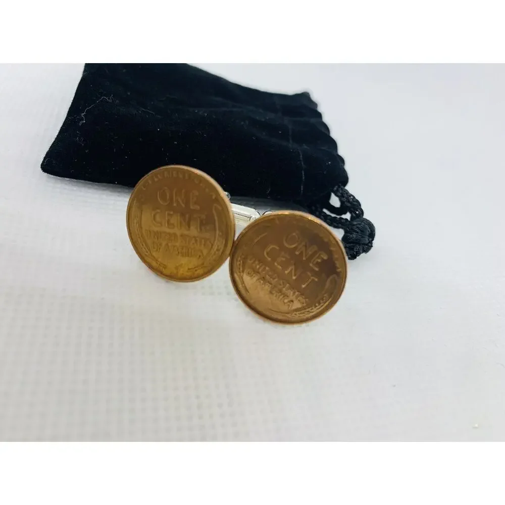 Men's Cufflinks Wheat Penny Bullet Back Design (Leverback) New Handcrafted